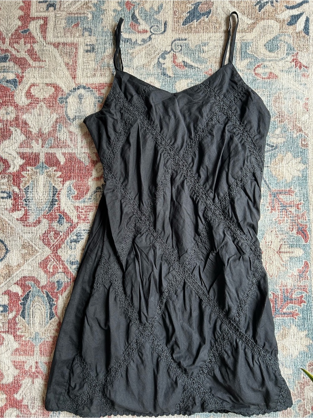 Cotton On Black Mini Dress with Lacy Detailing size 6